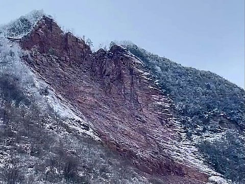 A view of a landslide in Liangshui Village, Zhaotong City, Yunnan province, China in this screen grab from social media video released January 22, 2024.