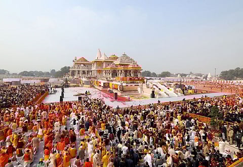 A view of the Ram temple in Ayodhya in India's Uttar Pradesh state. India's Prime Minister Narendra Modi inaugurated the temple on January 22.