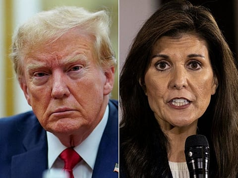 US President Donald Trump (left) and Nikki Haley. The contest between Trump and Haley is expected to be closer than the result in Iowa last week.