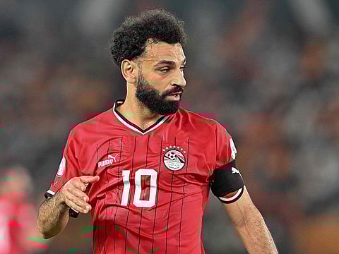 Egypt's forward #10 Mohamed Salah reacts during the Africa Cup of Nations (CAN) 2024 group B football match between Egypt and Ghana at the Felix Houphouet-Boigny Stadium in Abidjan on January 18, 2024.