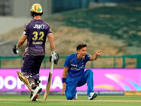 Trent Boult claimed three wickets against Knight Riders at the Zayed Cricket Stadium.