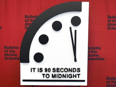 The Bulletin of the Atomic Scientists, as they did last year, set the clock at 90 seconds to midnight — the theoretical point of annihilation.