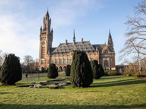 The Peace Palace, housing the International Court of Justice (ICJ) in The Hague, Netherlands.