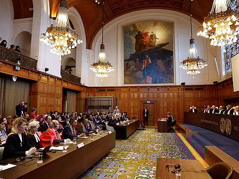 Judges at the International Court of Justice (ICJ) in The Hague, Netherlands