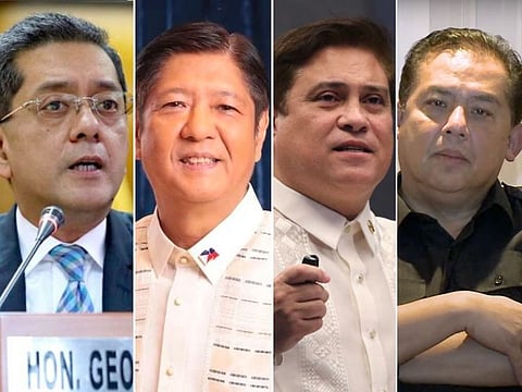 Combo photo shows, from left: Philippine Commision on Elections Chair George Garcia, President Ferdinand Marcos Jr., Senate President Miguel Zubiri and House Speaker Martin Romualdez.