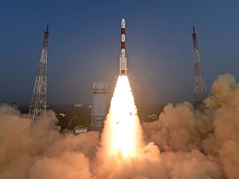 The PSLV-C58 lifts off from the Satish Dhawan Space Centre at Sriharikota, Andhra Pradesh. The space mission carried Dhruva Space’s nanosatellite platform, P-30