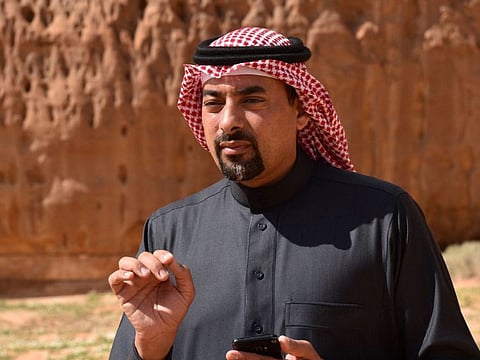 Amr bin Saleh Abdul Rahman Al Madani while touring the Sharaan Nature Reserve near the town of AlUla.