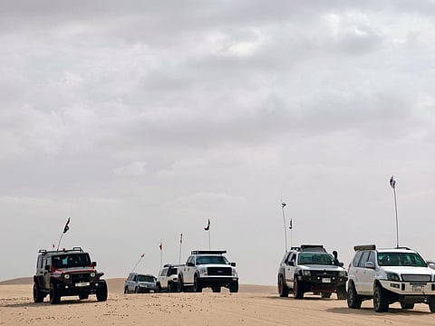 Marshals take a test drive through the Gulf News Fun Drive route in Tilal Shwaihan on February 3, 2024