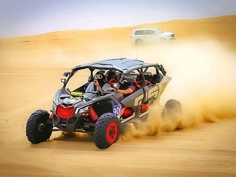 Saud Ali AlMatrooshi takes part in the Fun Drive with a big group of family and friends.