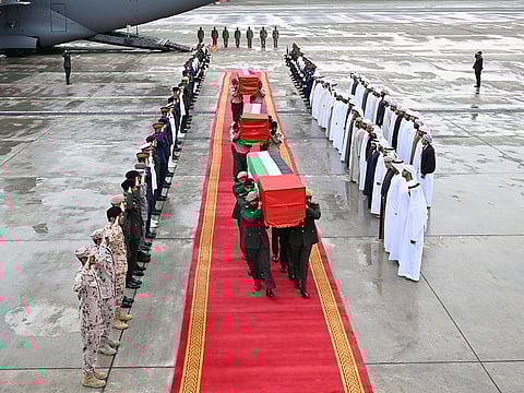 During the military ceremony at At Bateen Executive Airport on Sunday