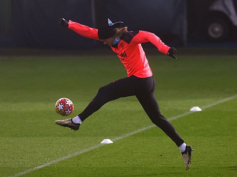 Manchester City's Erling Haaland during training session at the Etihad Campus, Manchester on Monday.