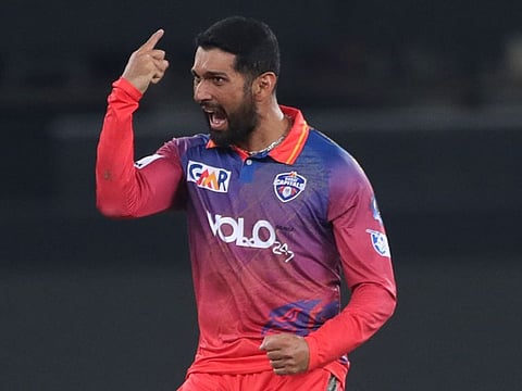 Sikandar Raza of Dubai Capitals celebrates a wicket during the Season 2 of DP World ILT20. The Zimbabwean all-rounder will be key for the Capitals in the Eliminator.