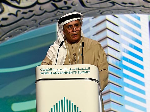 Mattar Al Tayer, Commissioner-General for Infrastructure, Urban Planning and Well-Being Pillar, and Director-General and Chairman of the Board of Executive Directors of the Roads and Transport Authority, addressing the World Government Summits in Dubai on Tuesday