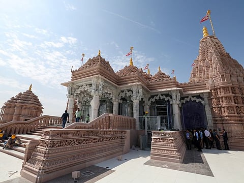 The temple structure consists of over 30,000 carved stones, handcrafted by 2,500 artisans from Rajasthan in India