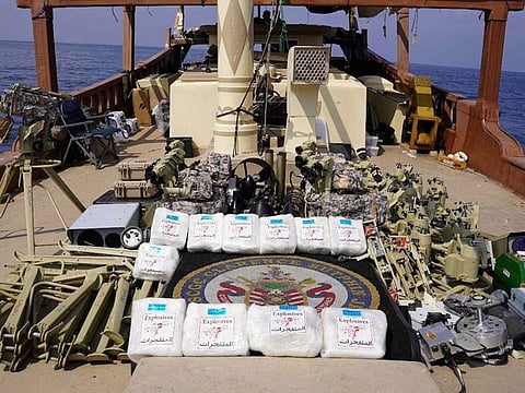 A handout picture released by the US Central Command (CENTCOM) on February 15, 2024, shows a shipment the US military said is of Iranian weapons destined for Houthis which its navy seized from a vessel in the Arabian Sea on January 28.