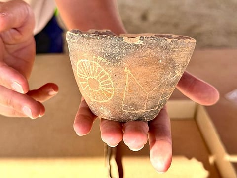A pottery bowl with rare iconography from the Iron Age period was excavated by archaeologisits in Al Ain.