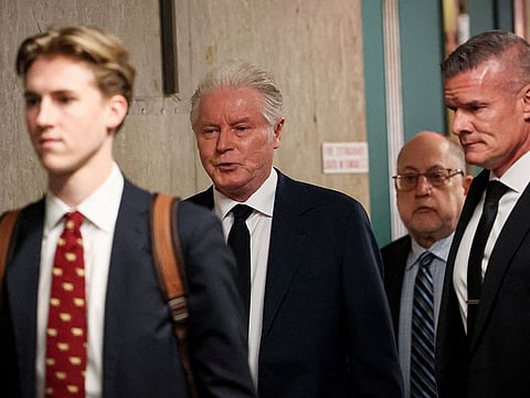 Musician Don Henley arrives to testify in a stolen property trial over the handwritten draft lyrics to "Hotel California" and other Eagles material in New York City.