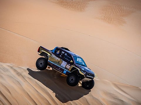 Gerlain Chicherit on way to winning the second stage of the Abu Dhabi Desert Challenge on Wednesday.