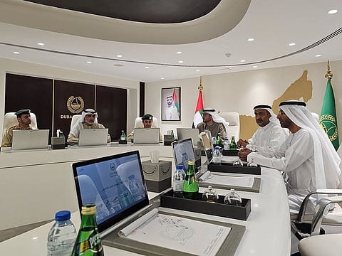 Dubai Police officials during a media briefing about the anti-begging campaign on Friday