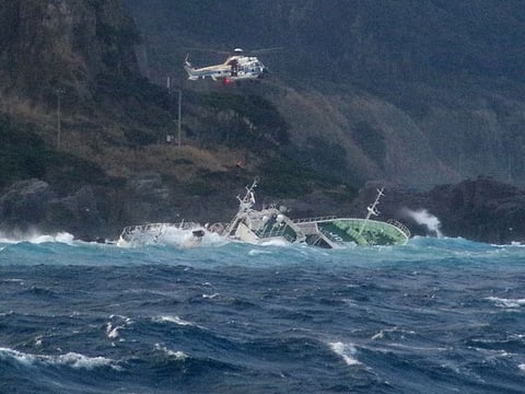 Crew members were rescued in an operation involving patrol boats and helicopters.