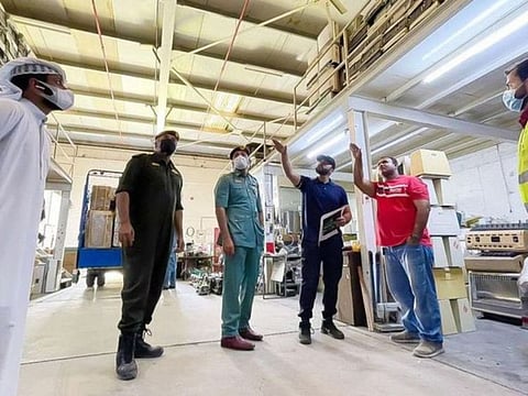 A Sharjah Civil Defence inspection team checking compliance to safety standards in industrial areas. File photo.