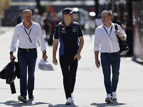 Red Bull's Max Verstappen with his father Jos Verstappen ahead of the Bahrain Grand Prix last week.