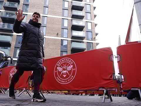 Chelsea manager Mauricio Pochettino arrives at the stadium before the match duirng a Premier League match against Brentford in London on March 2.