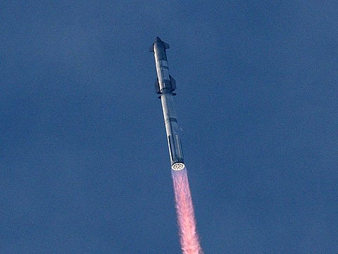The SpaceX Starship spacecraft lifts off from Starbase in Boca Chica, Texas, on March 14, 2024.