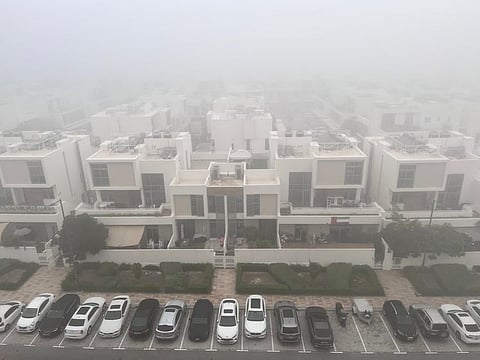 Foggy weather in the morning in Dubai.