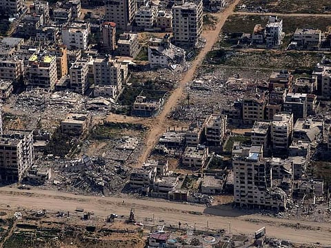 Destroyed buildings in the Gaza Strip