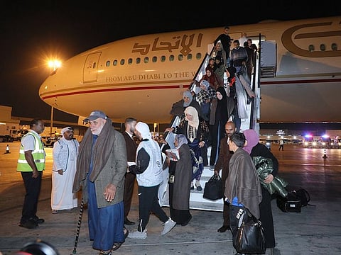 The arrivals in Abu Dhabi early on Saturday were accompanied by 58 family members