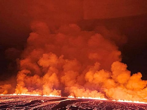 The Icelandic Met Office (IMO) said that response workers were monitoring the lava's advance.