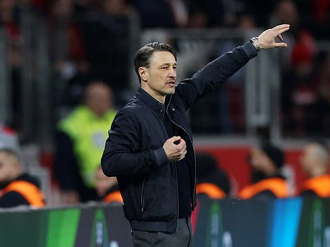 VfL Wolfsburg coach Niko Kovac reacts Soccer during a Bundesliga match against Bayer Leverkusen at BayArena, Leverkusen, Germany.