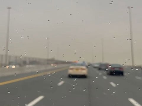 Rain over Sheikh Mohammed bin Zayed Road (E311) near Ras Al Khor.