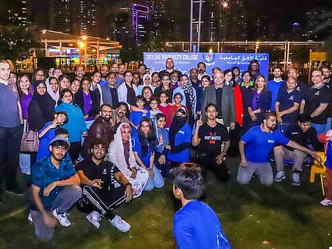 Skyline University College's team of employees and student volunteers at the World Water Day celebrations in Sharjah.