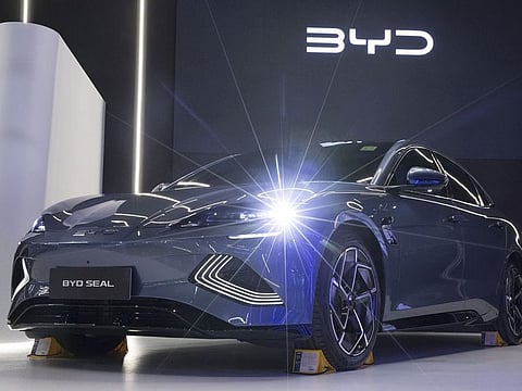 A BYD Co. Seal electric vehicle on display at the company's megastore in Sydney, Australia.