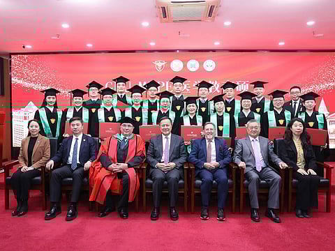Eighteen students recently received their Master in Health Professions Education (MHPE) degrees during a graduation ceremony. It's the outcome of collaboration between Gulf Medical University in Ajman, UAE, and the First Affiliated Hospital of Sun Yat-sen University in Guangzhou, China.
