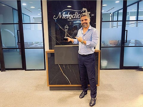 Afshin, the CEO of Melodica Music Academy, receives the Stevie Awards for Innovative Growth as best Music Academy in Middle East and North Africa