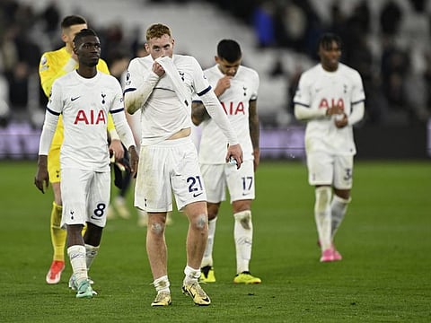 Tottenham Hotspur players react after the match against West Ham on Tuesday.