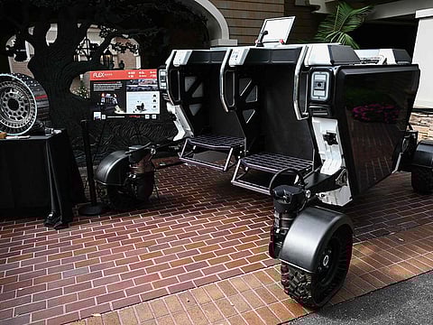 The Astrolab Venturi FLEX moon rover for lunar exploration is displayed during The Wall Street Journal's WSJ Tech Live Conference in Laguna Beach, California.