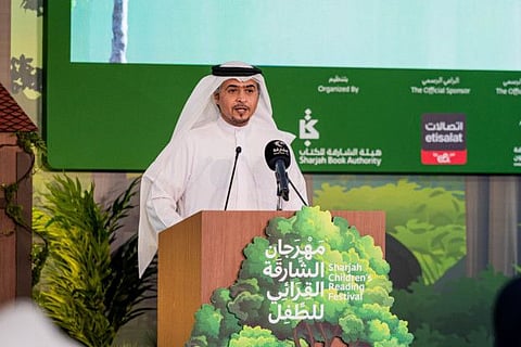 Ahmed bin Rakkad Al Ameri, CEO of Sharjah Books Authority (SBA) briefing media about Sharjah Children's Reading Festival at a press conference on Wednesday in Sharjah