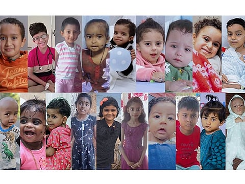 Some of the recipients of the Golden Heart initiative that helped 50 children from conflict zones and underprivileged backgrounds. The charity drive commemorates the 50 years of Indian business tycoon and philanthropist MA Yusuffali, chairman of Lulu Group International, in the UAE.