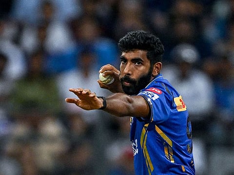 Mumbai Indians' Jasprit Bumrah gestures during the Indian Premier League match for Mumbai Indians.