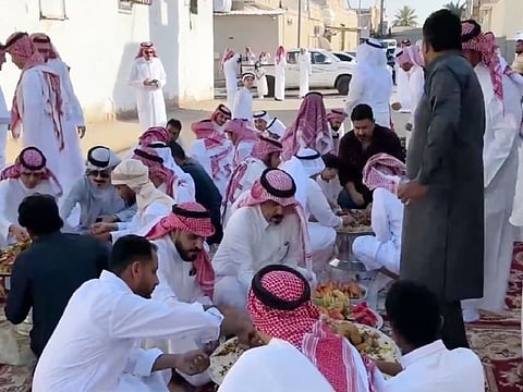 The gathering in Al Faisalya district usually takes place in the alleyways after they perform the special Eid prayers.