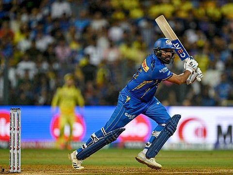 Mumbai Indians' Rohit Sharma in action during the Indian Premier League match against Chennai Super Kings at the Wankhede Stadium in Mumbai on Sunday