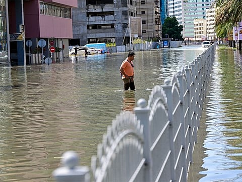 Rumour-mongers were warned of possible prosecution after an unverified report swirled around on social media alleging that two people died as a result of electrocution while wading on a flooded street in Sharjah. Police denied the report, and warned of legal action against perpetrators. File photo shows a flooded residential area following the heaviest rainfall recorded in the UAE in 75 years.