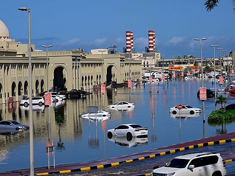 Water logging in some areas of Sharjah due to heavy rains. Work is underway to reopen the roads.
