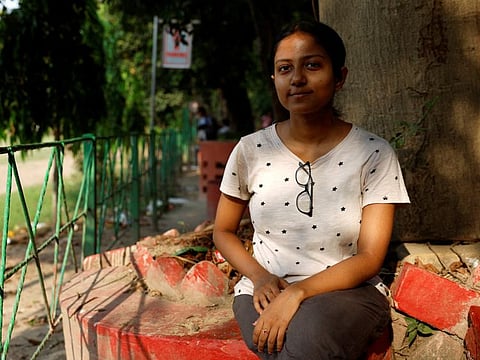 Akansha Majumdar, 20, a student and first-time voter, on Jadavpur University campus ahead of India's general elections, in Kolkata.