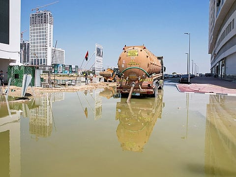 A truck drains runoff water following heavy rainfall in Dubai in April. Stagnant water helps the spread of mosquitoes, the ministry said. Image used for illustrative purpose only.