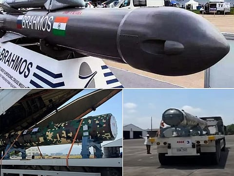 Screengrabs show the Made-in-India BrahMos cruise missile (above), a high-precision cruist missile, and (below) during the delivery of the first batch aboard a cargo aircraft in Manila on Friday.